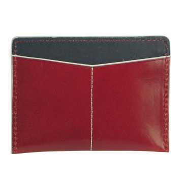 J.FOLD Flat Carrier Leather Wallet - Red/Blue